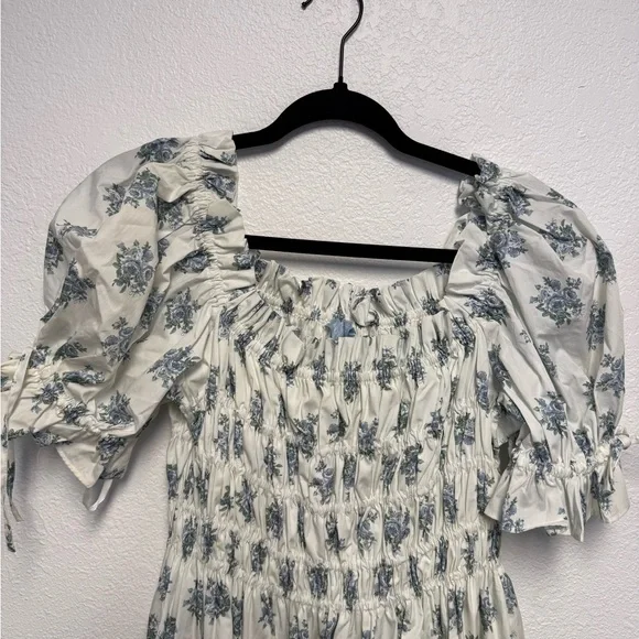 Antonio Melani Blue Floral Smocked Midi Dress NWT Size 12 Cottagecore - Picture 4 of 14